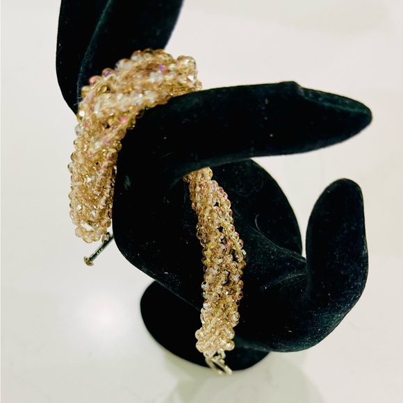 Vintage Aurora Borealis Crystal Multi-Strand Bracelet, Beautiful - Picture 7 of 8